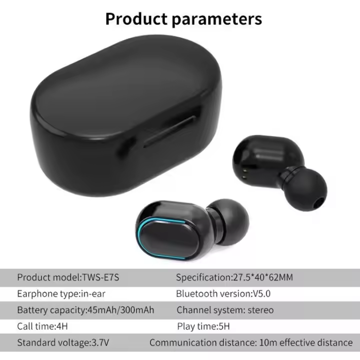 Hot sales E7S wireless BT5.0 Digital Dual Ear Stereo HIFI TWS Noise Reduction Gaming Earphones Headset