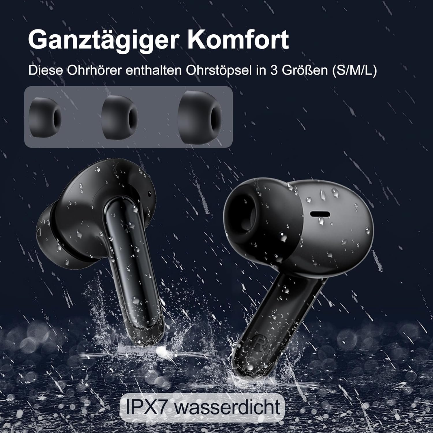 TWS wireless led display earphone TYPE-C waterproof Bluetooth earphone with noise-canceling