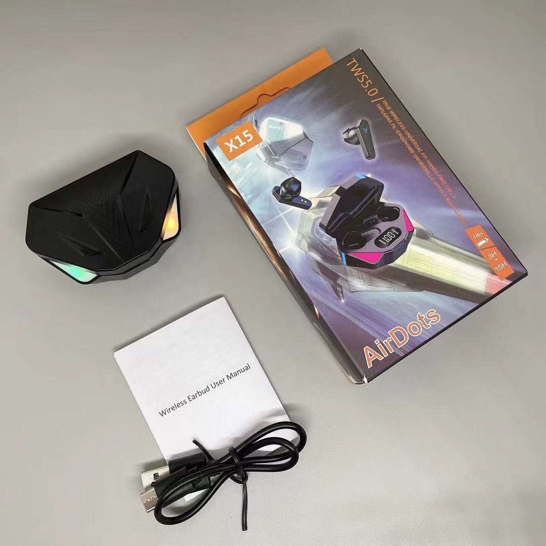 2021 Gamer X15 TWS Earbuds Wireless Headphone 5.0 Earphone Noise Cancelling Gaming Headset Stereo Sound Music In-ear earphone