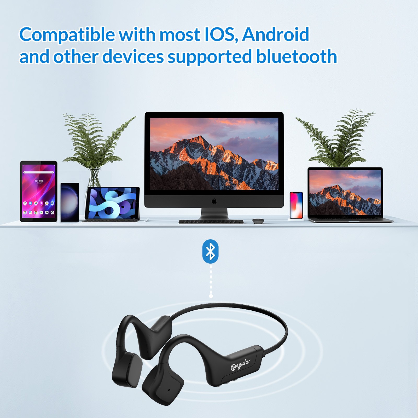Smart Waterproof Bluetooth Headset Bone Conduction Earphone BCR55 Earphones Headphones