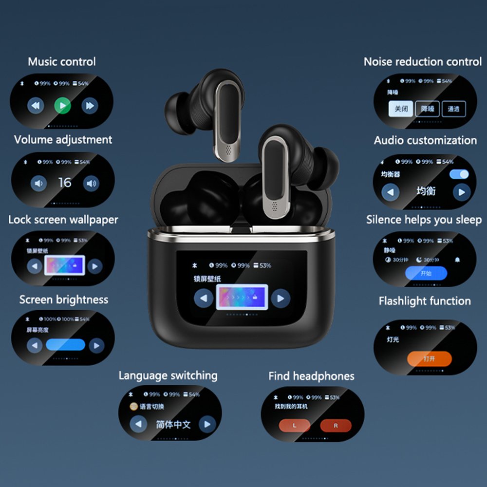 TWS in-ear Air B08Pro Wireless Noise Cancelling Earphones with LED Touch Screen ANC Noise Reduction ENC A9pro Gaming Earbuds