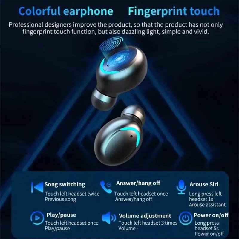 F9 Wireless Bluetooth Headphones Tws Waterproof Earbuds with Mic Earphones Digital Display Headset Large Capacity Charging Case