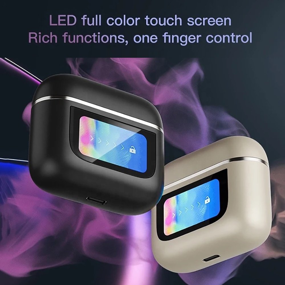 New BT5.3 TWS Earbuds Waterproof Wireless In-Ear Earphone with LCD Touch Screen Display and Color Screens