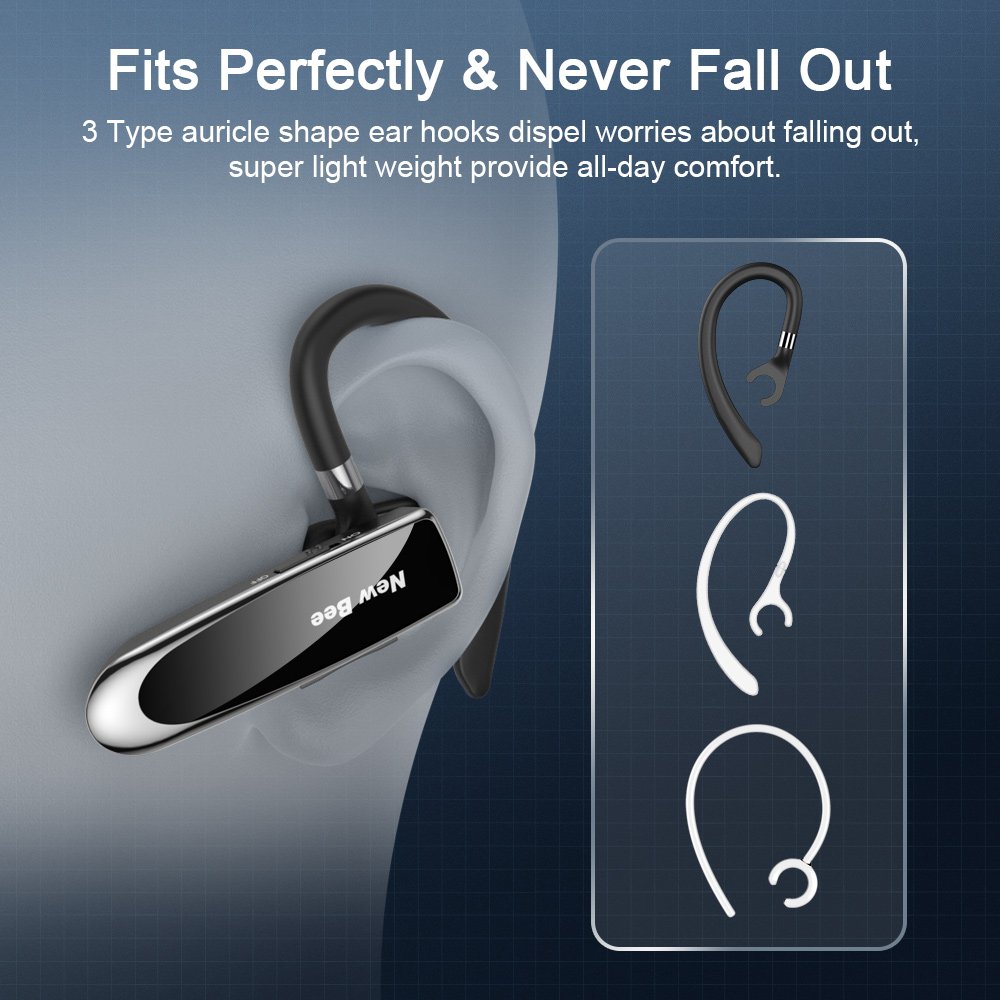 New Bee QCC5.0 Compatible with Walkie Talkie Earphone Single-ear Handsfree Business Earphones Wireless Headset for Phone Calls