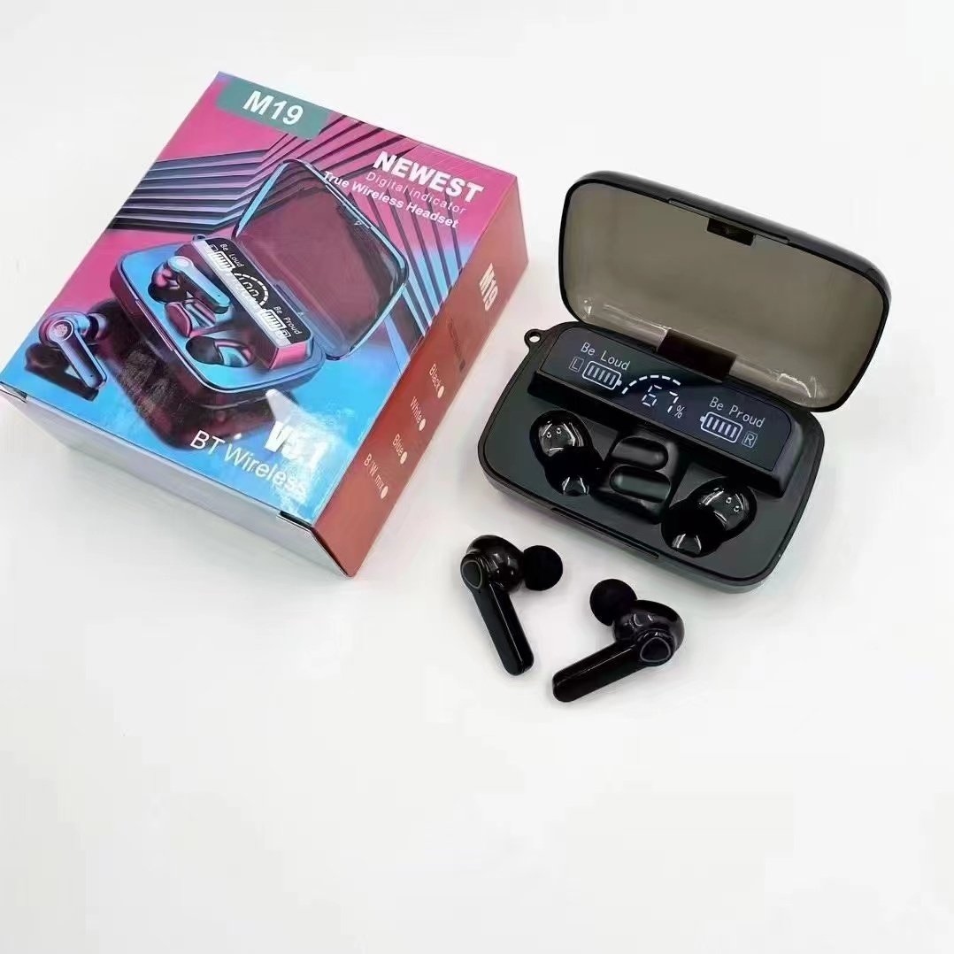 BT V5.1 Earphones Active Noise Cancelling With LED Display Portable Wireless Touch Control m19 tws earbuds