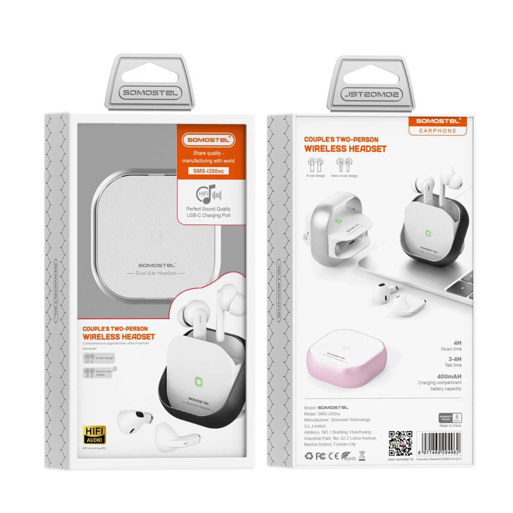SOMOSTEL Wireless Earbuds SMS-i350sc Noise Cancelling TWS Earphones & Headphones Pair Earbuds Audifonos Auriculares Para Parejas