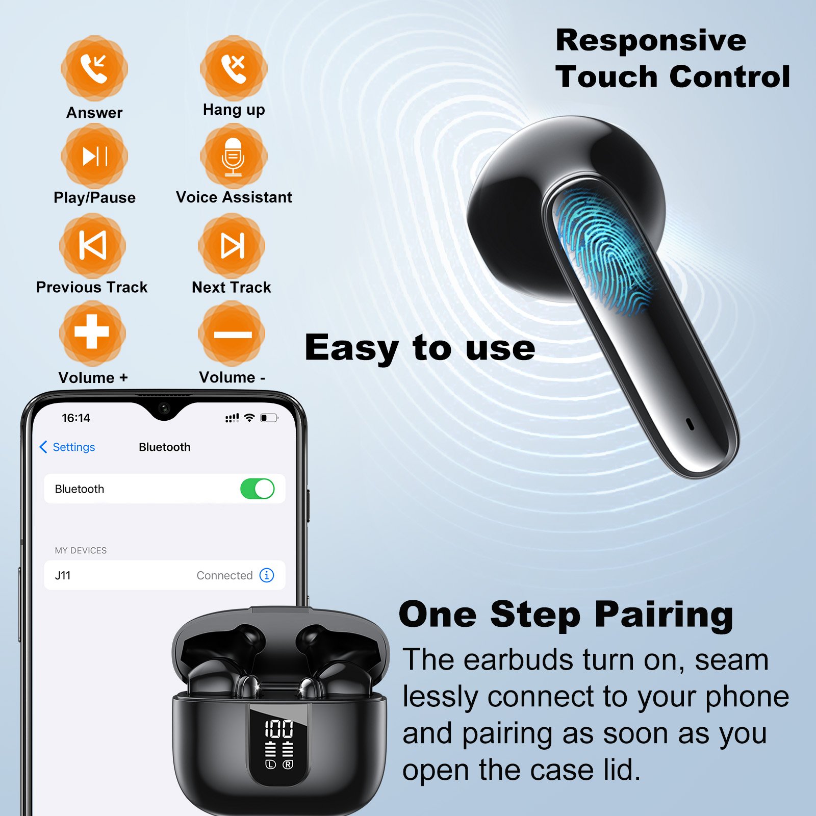 J11 Pro With Hybrid 6 Microphones ANC ENC Active Noise Cancelling Gaming In-ear Headphones True Wireless Earbuds Earphones