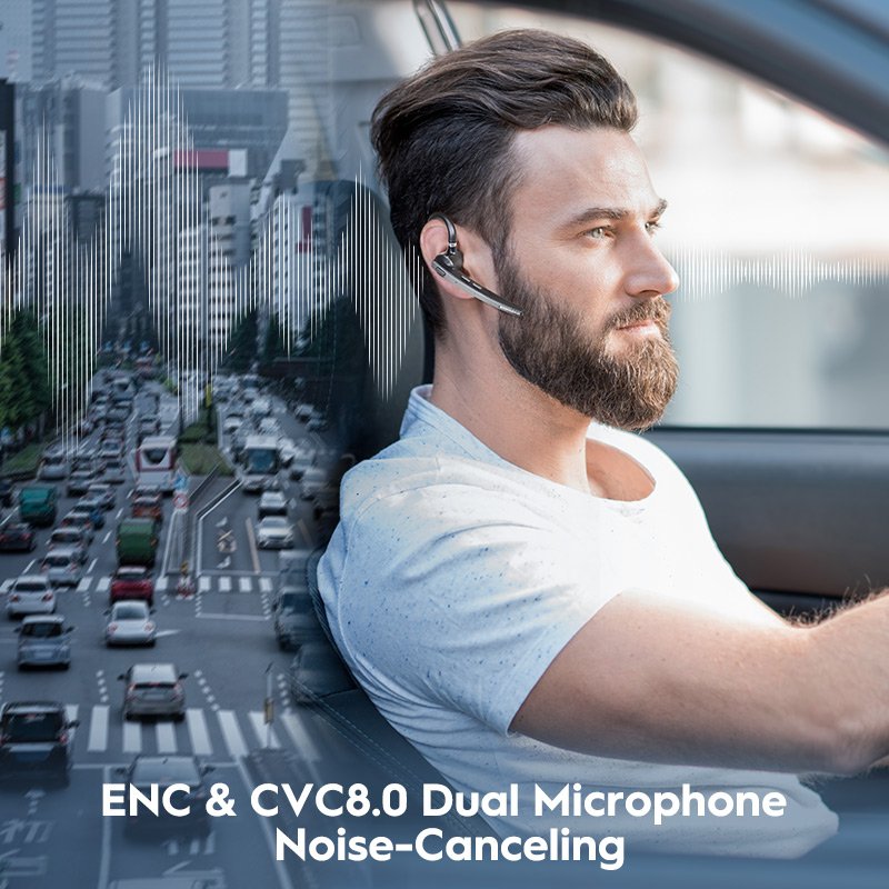 Wholesale Dual Mic ENC Noise Canceling Bluetooth Headset for Cell Phones 60Hrs Talk Time Handsfree Business Wireless Earphone
