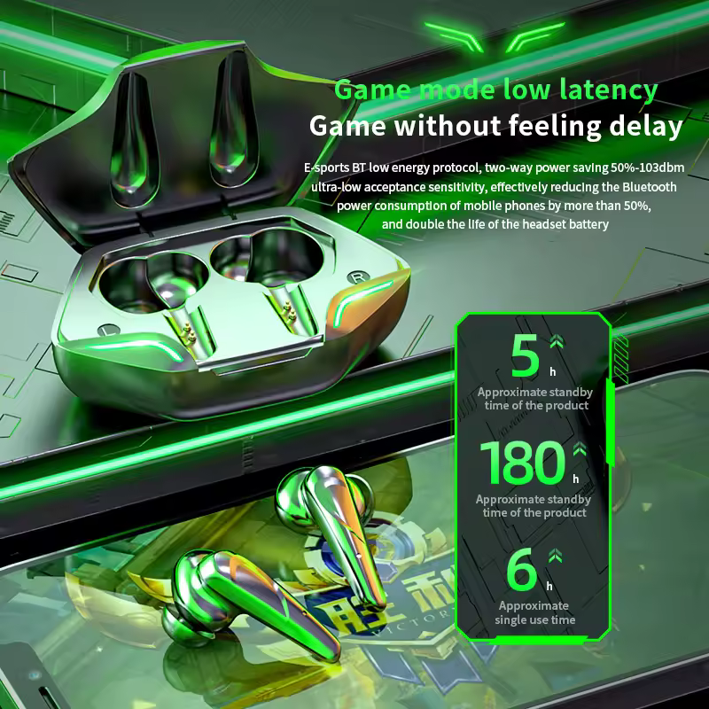 Cheap BT V5.2 G11 TWS Earphone Led Light 9D Stereo Wireless Gaming Headphones Touch Control Gamers Headsets