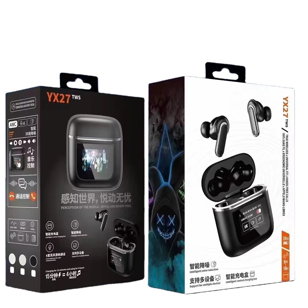 YX27 YX28 YX30 A9 Pro Earburds Touch Screen TWS In-Ear ANC Wireless earphone Bluetooth Smart Screen LED Touch Earburds