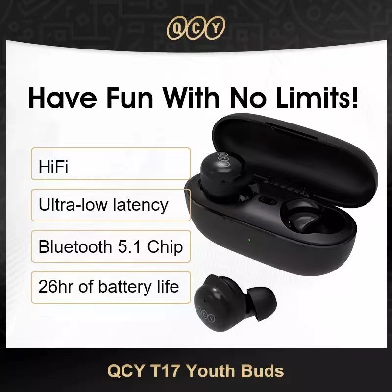 QCY T17 tws In-ear waterproof Gaming ENC noise cancellation microphone online meet wireless bluetooth headset earbuds earphones
