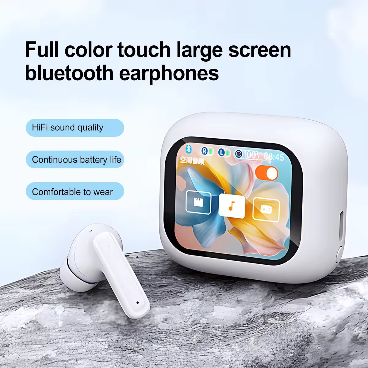 best selling Touch Screen Wireless Headphones Noise Cancelling ENC ANC Sport Earbuds TWS Smart LCD Touch Screen Earphone