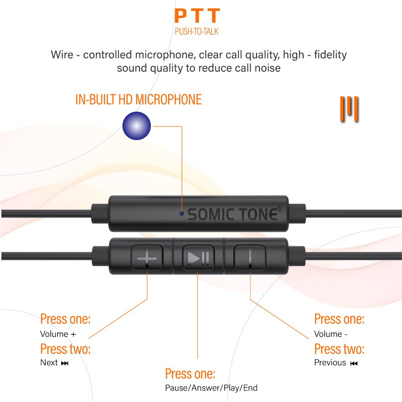SOMICTONE 3.5mm Wired in-ear Earphone Matte Earshell with Microphone Earbuds Comfortable Wearing Noise Cancelling