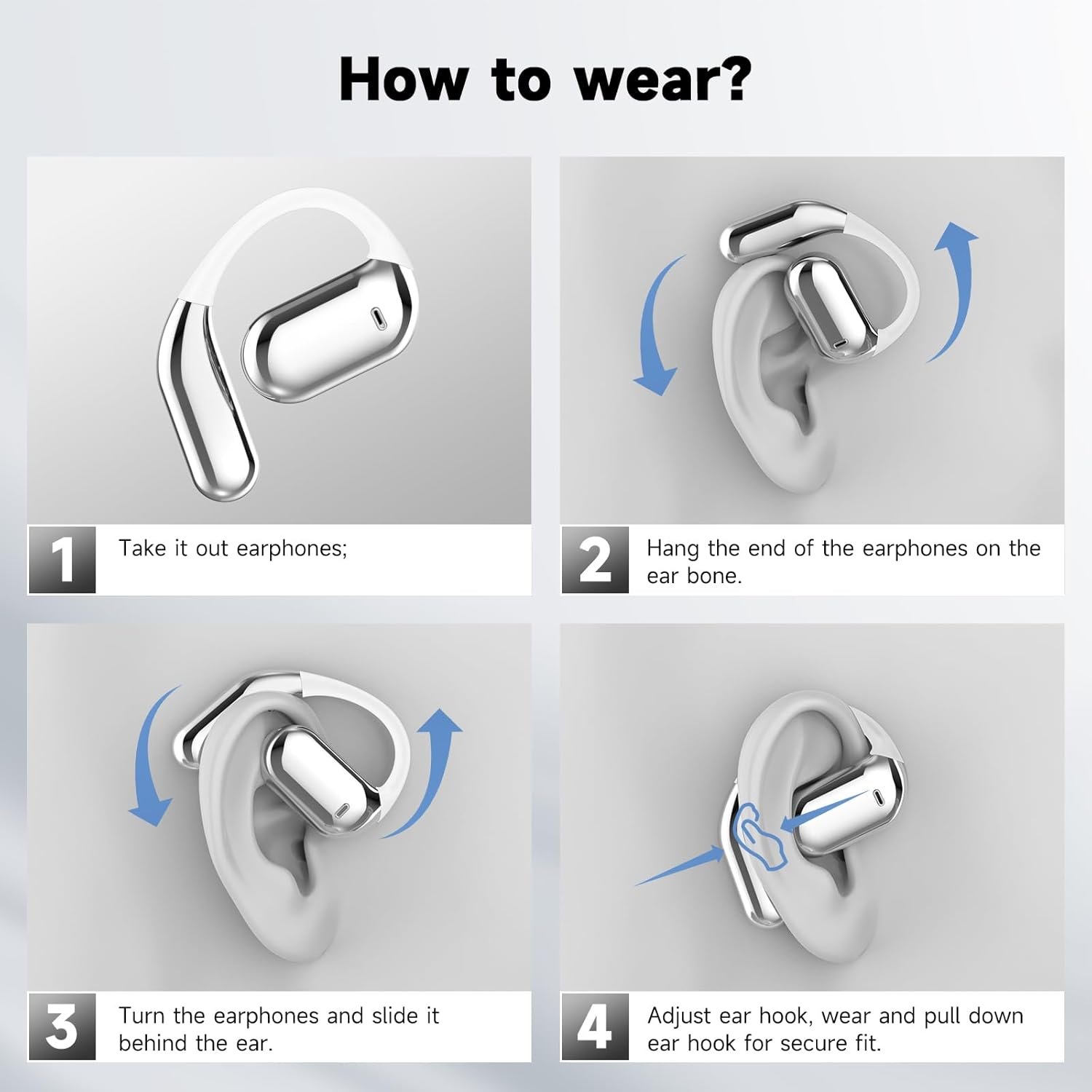 Open 5.4 earphones wireless earplugs sports earphones LED display charging case waterproof design