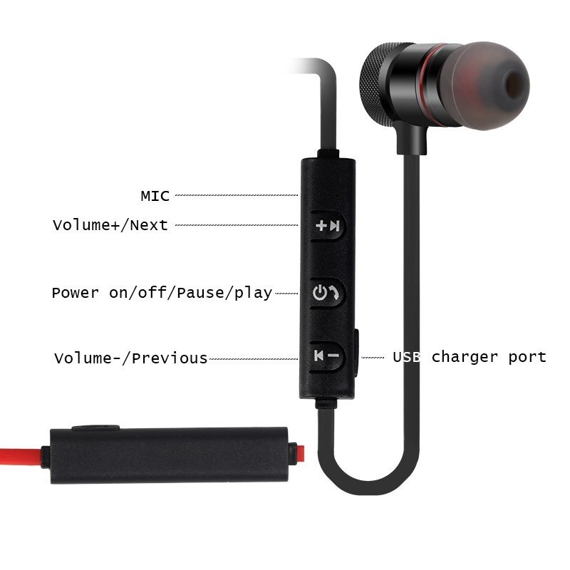 5.0 Sports BT Wireless Headphones Music Headphones with Neck Hanging Stereo Metal with Mic for All Mobile Phones Earphone