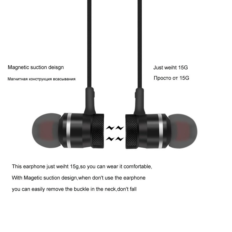 5.0 Sports BT Wireless Headphones Music Headphones with Neck Hanging Stereo Metal with Mic for All Mobile Phones Earphone