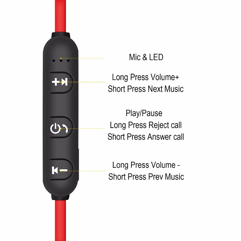 5.0 Sports BT Wireless Headphones Music Headphones with Neck Hanging Stereo Metal with Mic for All Mobile Phones Earphone