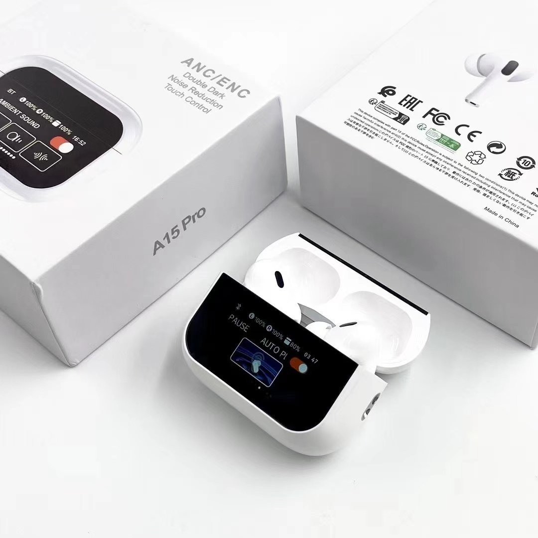 A15Pro Touch Screen Earphone Wireless Headphone ANC Noise Cancelling Earbuds ENC In Ear LCD LED Smart Screen A9pro Headset