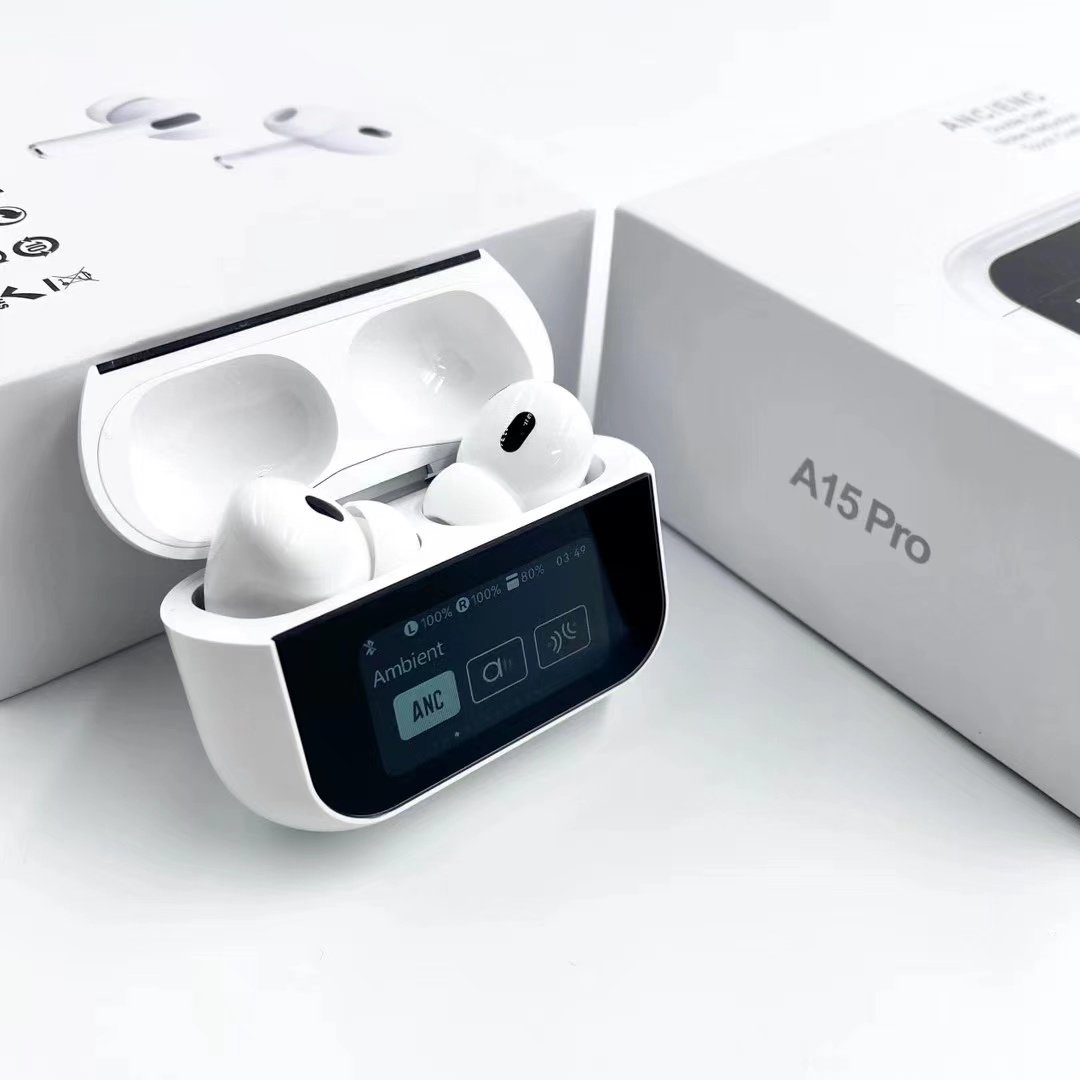 A15Pro Touch Screen Earphone Wireless Headphone ANC Noise Cancelling Earbuds ENC In Ear LCD LED Smart Screen A9pro Headset