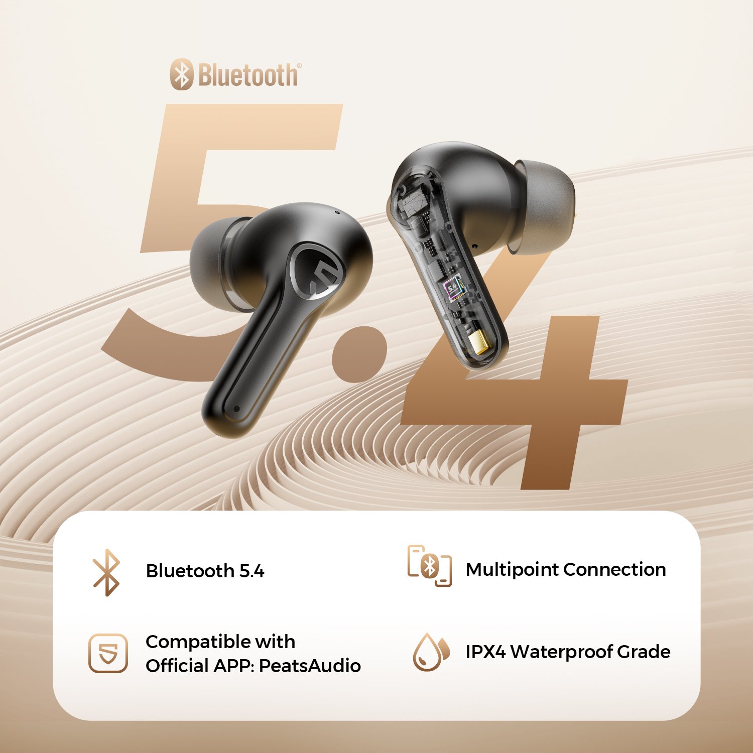 SoundPEATS T3 pro hydrid ANC ENC gaming in-ear headphones dual mic call noise reduction earphones support open sound movie mode