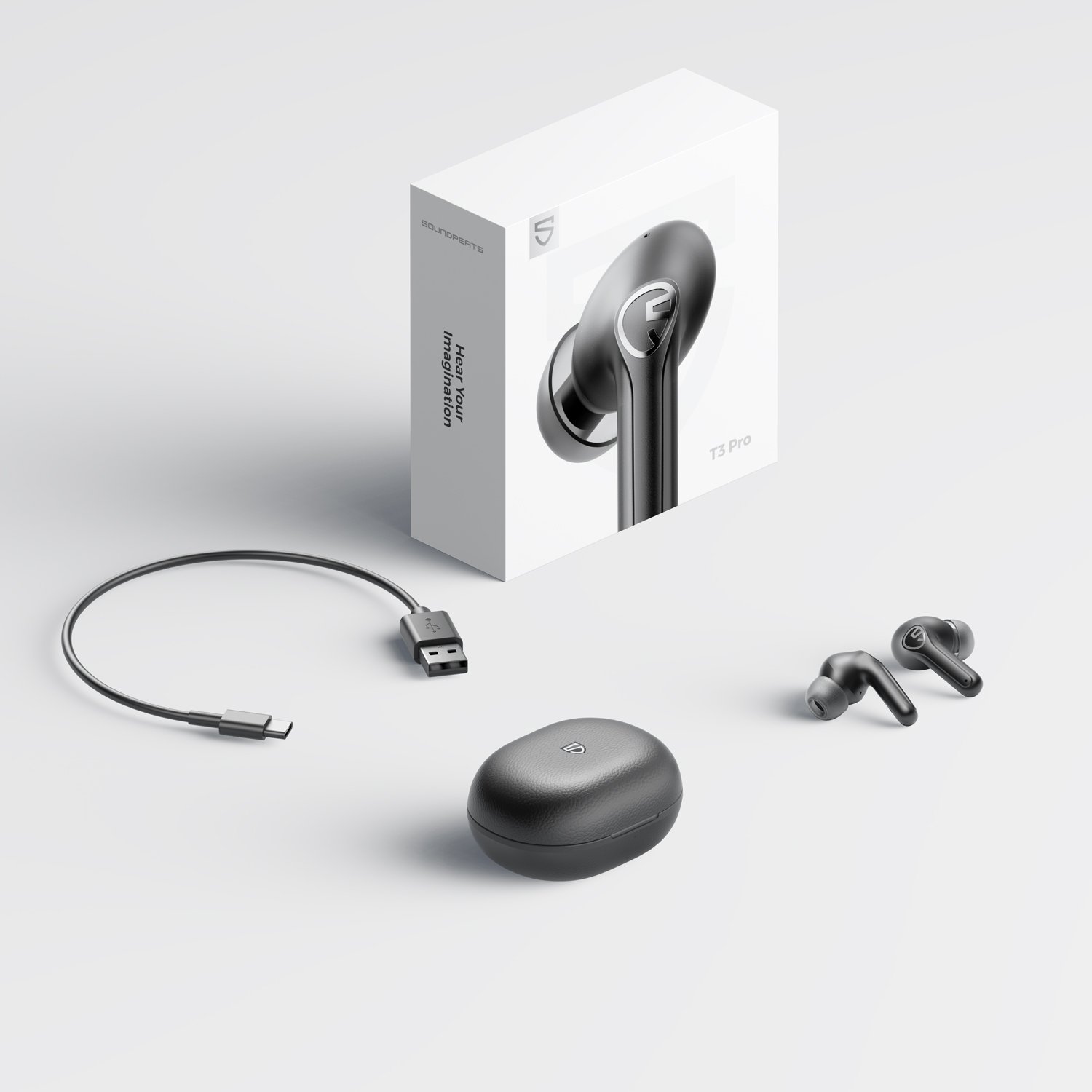 SoundPEATS T3 pro hydrid ANC ENC gaming in-ear headphones dual mic call noise reduction earphones support open sound movie mode