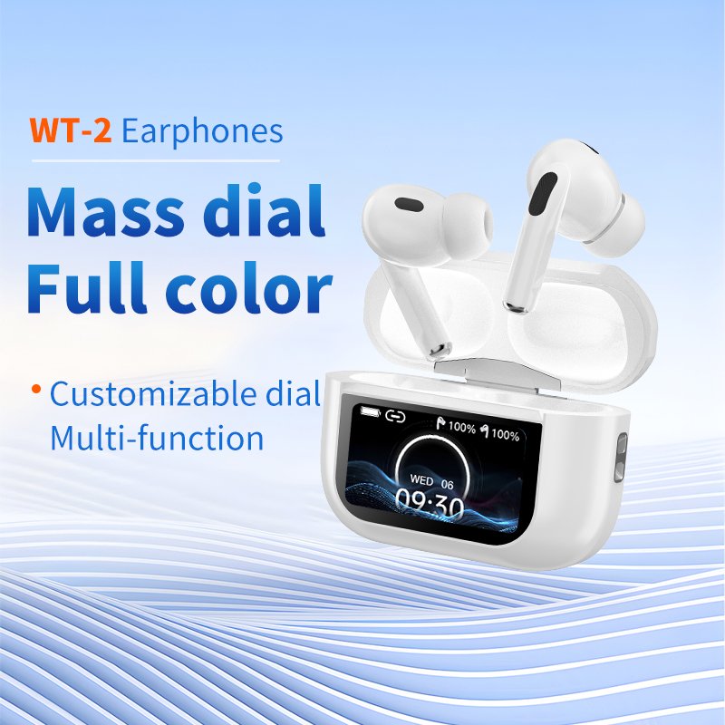 WT-2 Color Screen Earphones with Functions Of Payment, ANC, Controlling Mobile Phones To Taking, Menstrual Time Recording, Etc