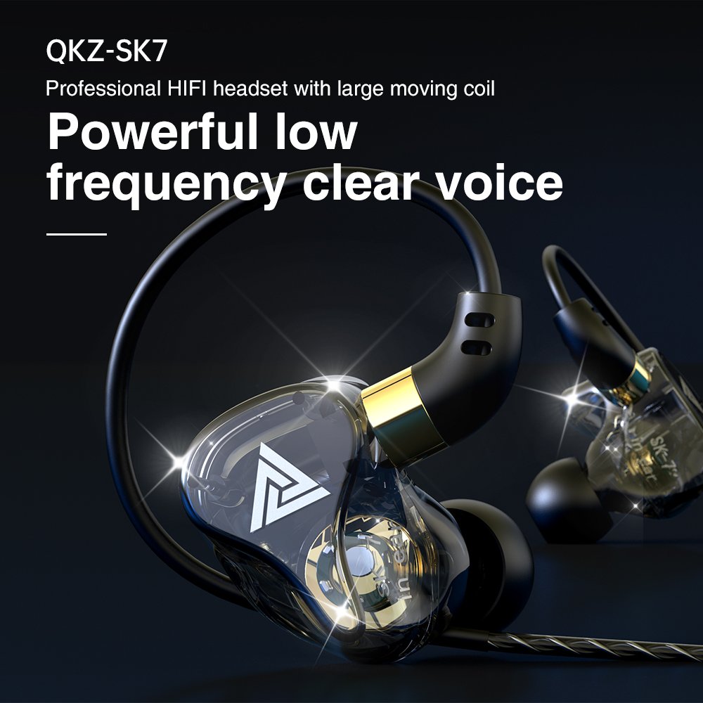 Factory Wholesales Hot Selling Qkz Sk7 Hifi Music Earphone 3.5mm Wired In Ear Headphones With Microphone Dynamic Stereo Headset