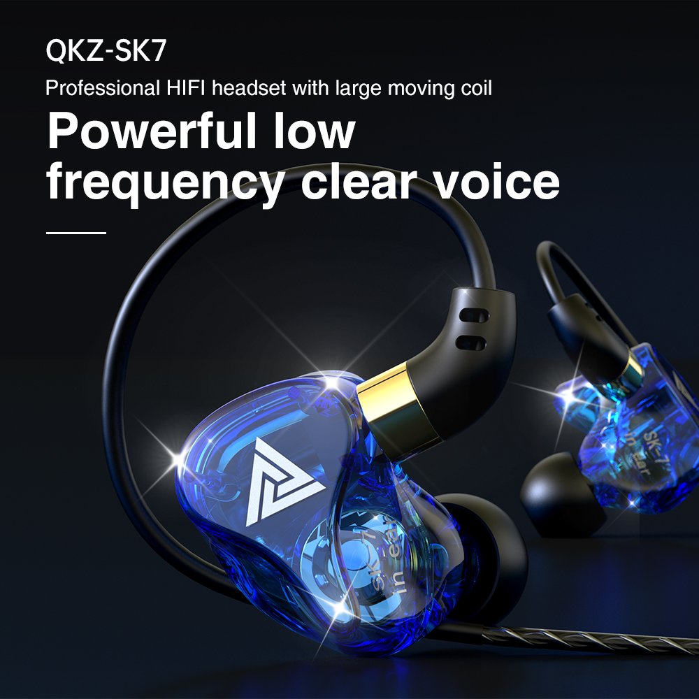 Factory Wholesales Hot Selling Qkz Sk7 Hifi Music Earphone 3.5mm Wired In Ear Headphones With Microphone Dynamic Stereo Headset