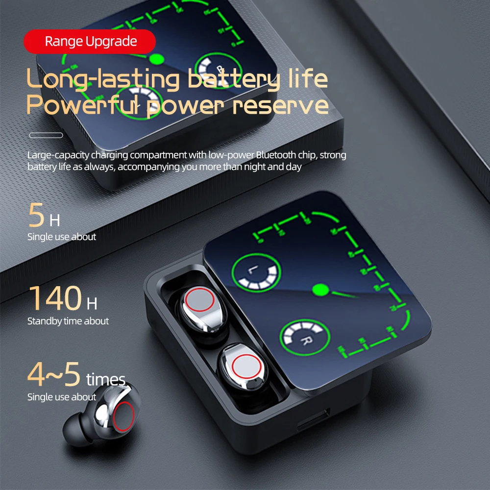 M90 Max V5.3 Wireless Low Latency Gaming Earbuds ENC In-Ear Earphones with LED Digital Display and Charging Output Function