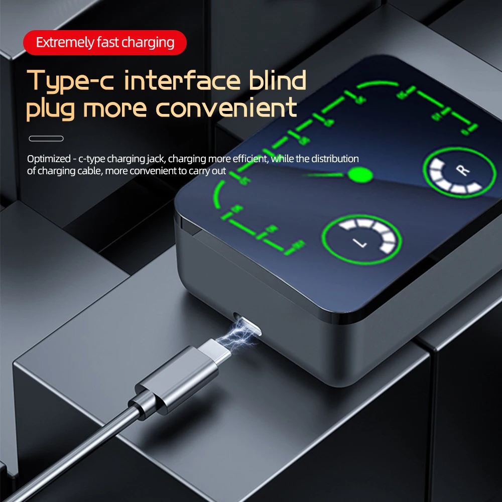 M90 Max V5.3 Wireless Low Latency Gaming Earbuds ENC In-Ear Earphones with LED Digital Display and Charging Output Function