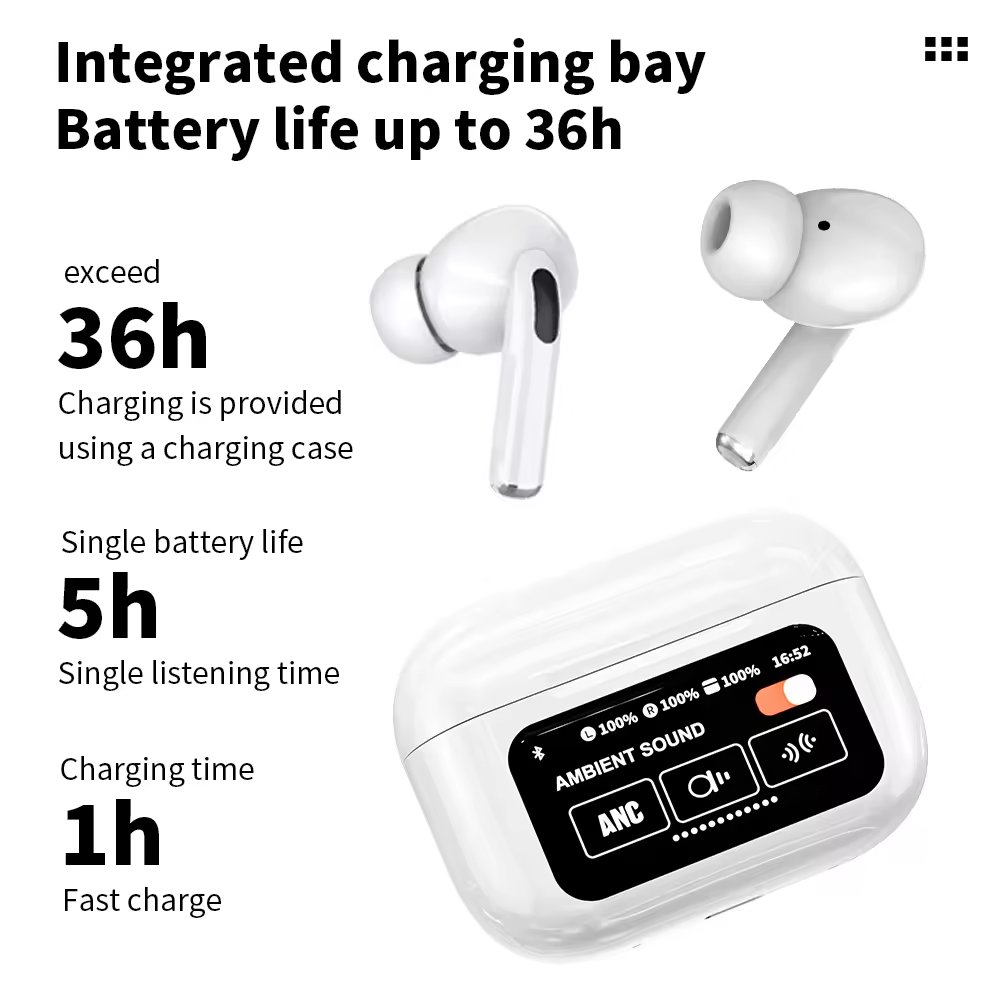 Factory Direct A9pro Anc+enc Headset Long Battery Life Anc Noise Reduction With Touch Screen Music Headphones
