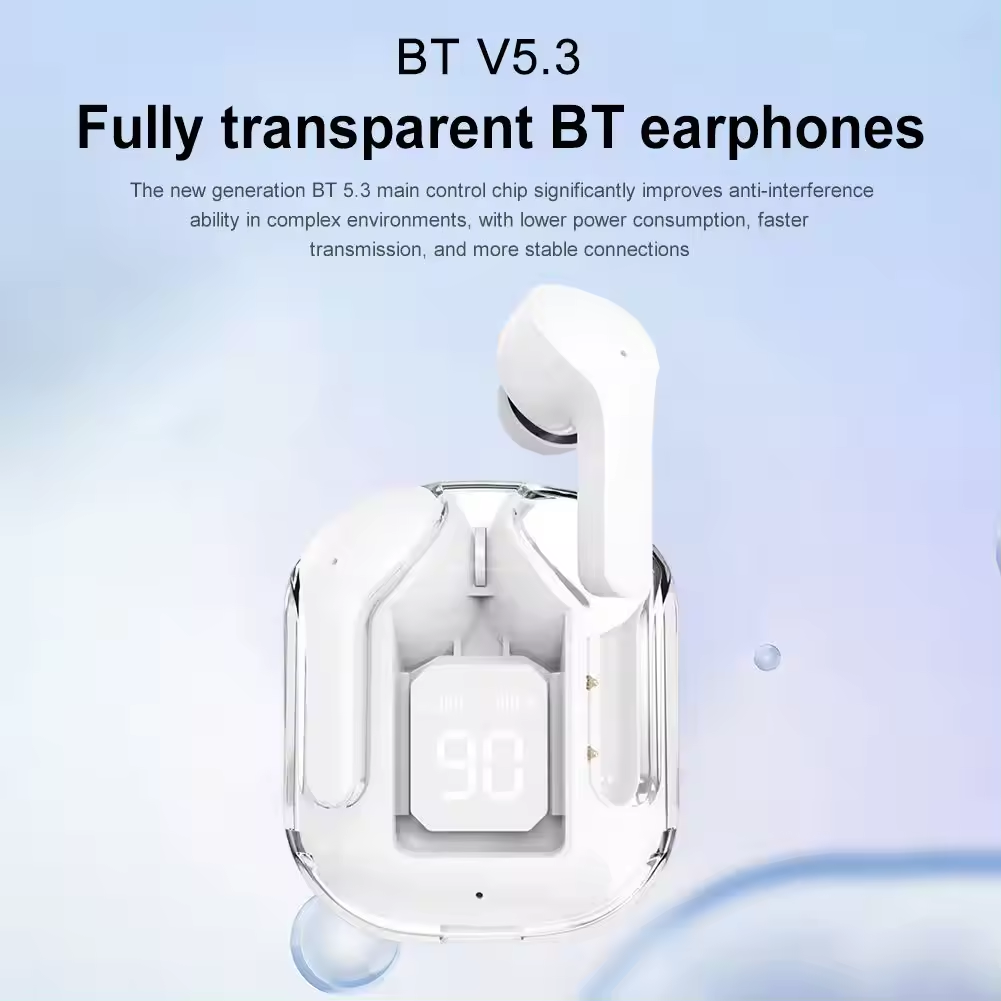 TWS noise reduction wireless bt5.2 earbuds air31 space capsule digital display transparent shell sports Blue tooth earphone