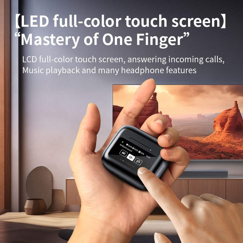 Latest LX20 ANC Noise Cancelling Earphone HD Stereo Wireless In-Ear Headphone LX-20 Display LCD Touch Smart Screen Anc Earphone