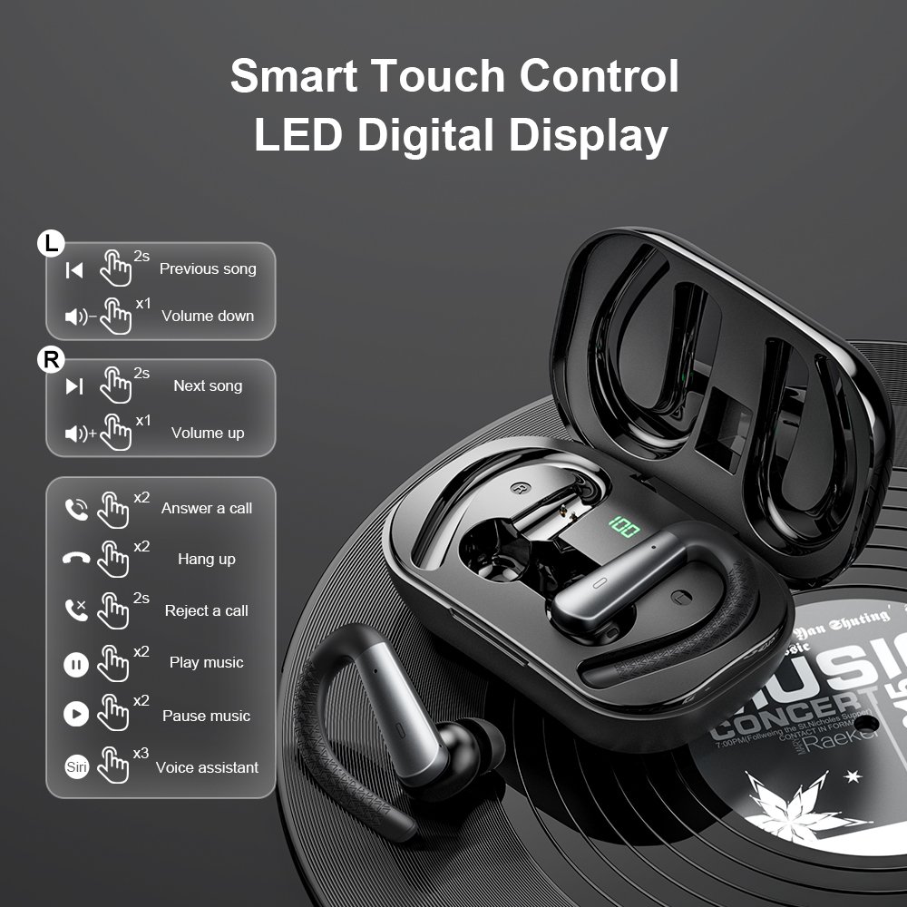 Custom X13 Waterproof Mini Bass Stereo Earphone Smart Ear Buds Earhooks Sport In-Ear Earphones New TWS Wireless Headphones