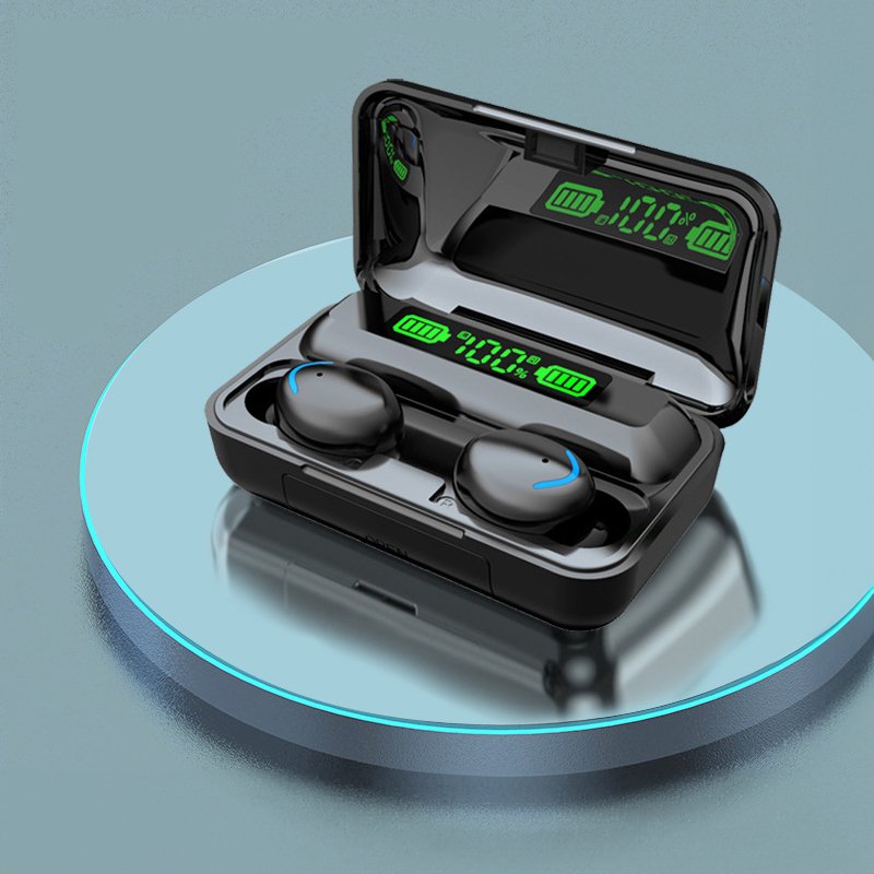 True wireless f9 f9-5 black earbuds in ear buds earbuds with power bank wholesale noise cancelling tws earphone
