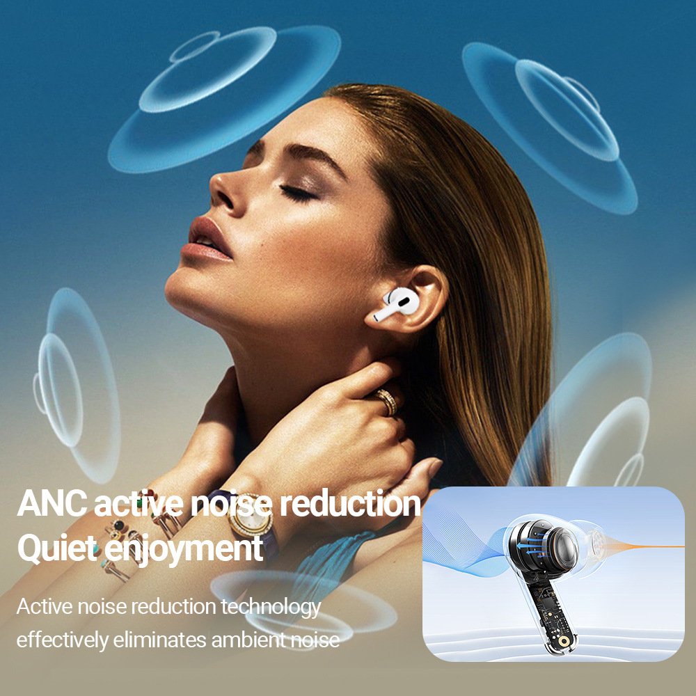 W63 Wireless Earphones 5 Sound Effect LCD Full Color Touch Screen Headphone BT5.4 ANC HiFi TWS in ear Earbuds