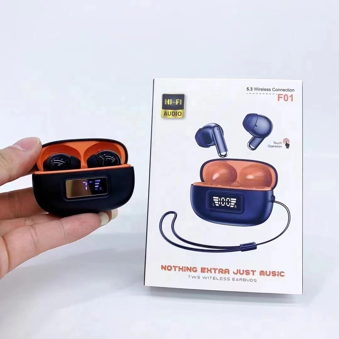 F01 Newest Dual BT Tws Headphones Auto Matching Pocket Smart Touch Control Earphones Earbuds For Sports With Lanyard f01