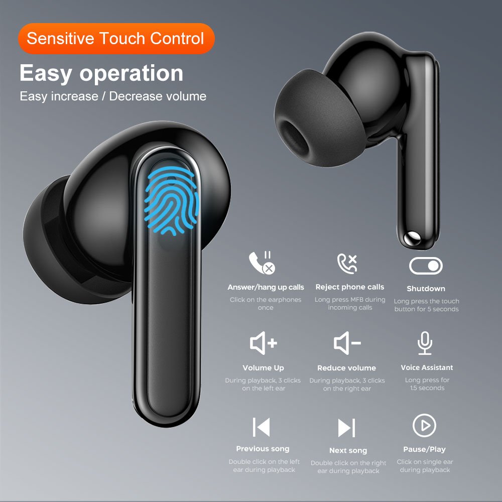 TWS Wireless Earbuds Audifonos Bluetooth 5.3 Earphone Waterproof In-Ear Headphones ENC Dual Mic Noise Cancelling Earphone