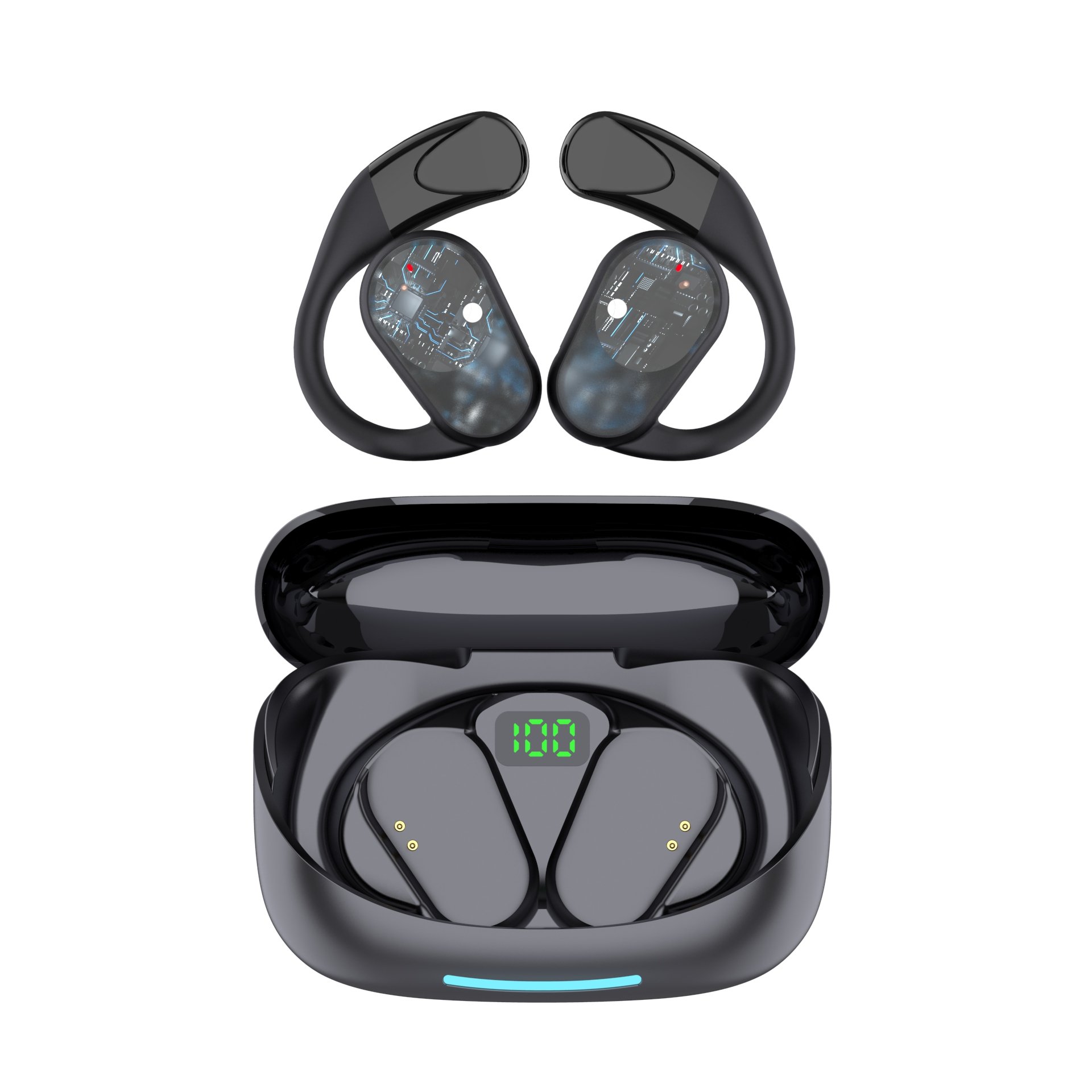 2023 OWS-90 TWS Wireless Earbuds Best Model Touch Digital Display Bluetooth Headsets for Gaming Sports Travel