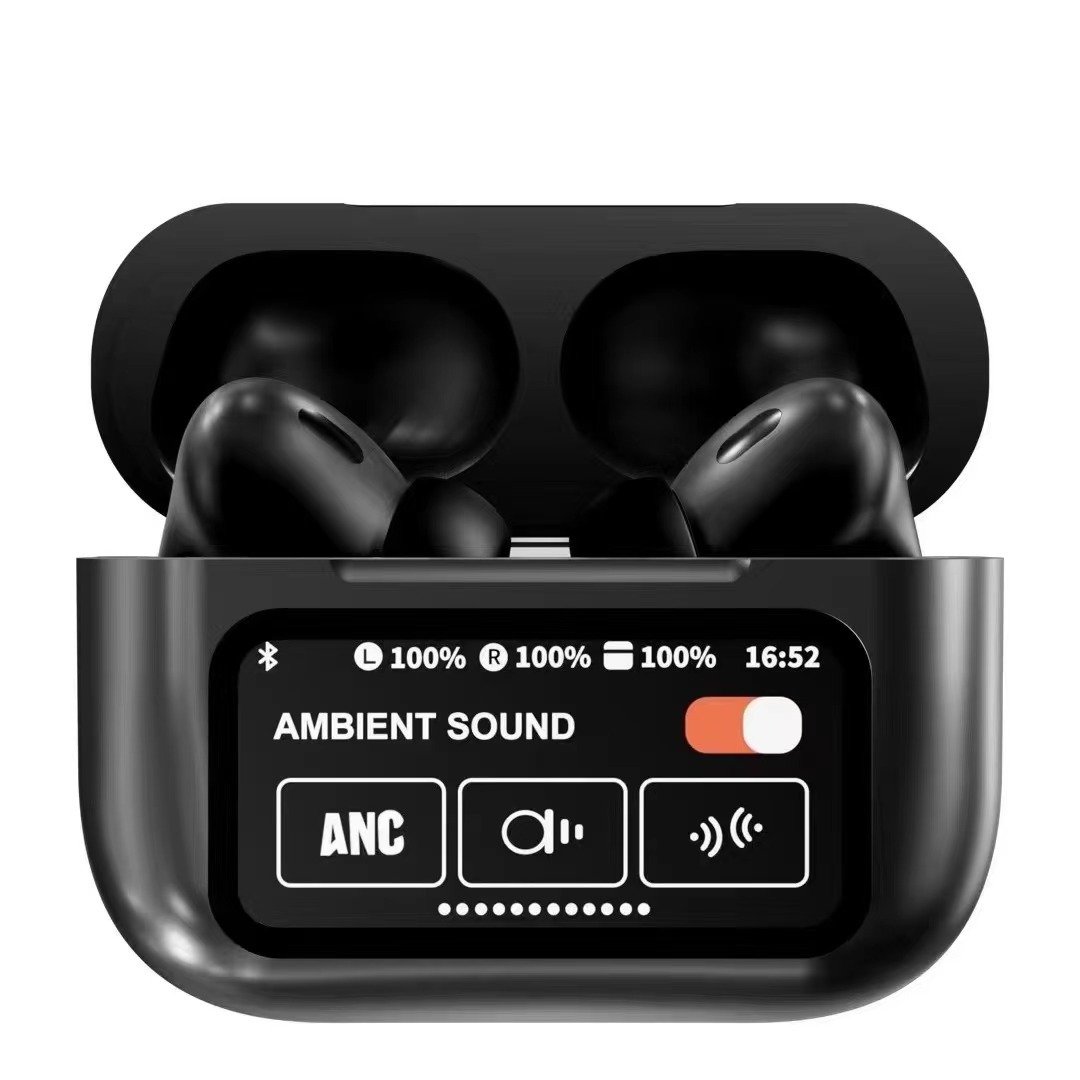 Airbuds Touch Screen Ear buds LCD Display ANC ENC Active Noise Cancelling Headphones Earphone wireless Tws A9pro A9 Pro Earbuds