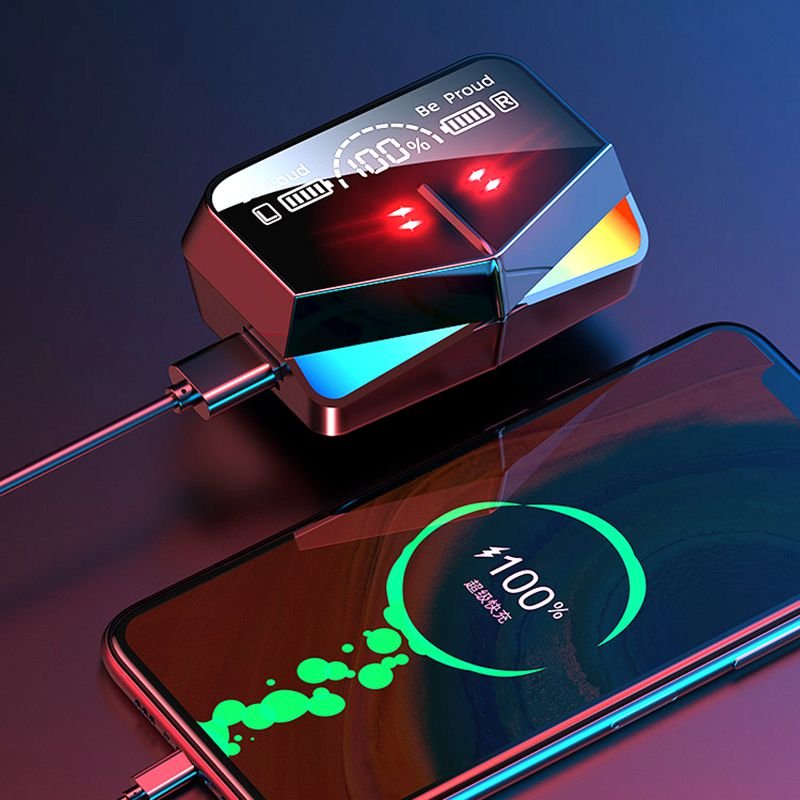 High Quality Mirror Tws M28 Gaming Music Dual Mode Earbuds Stereo HiFi Sound Earphone Wireless Headset With 2000mah Powerbank