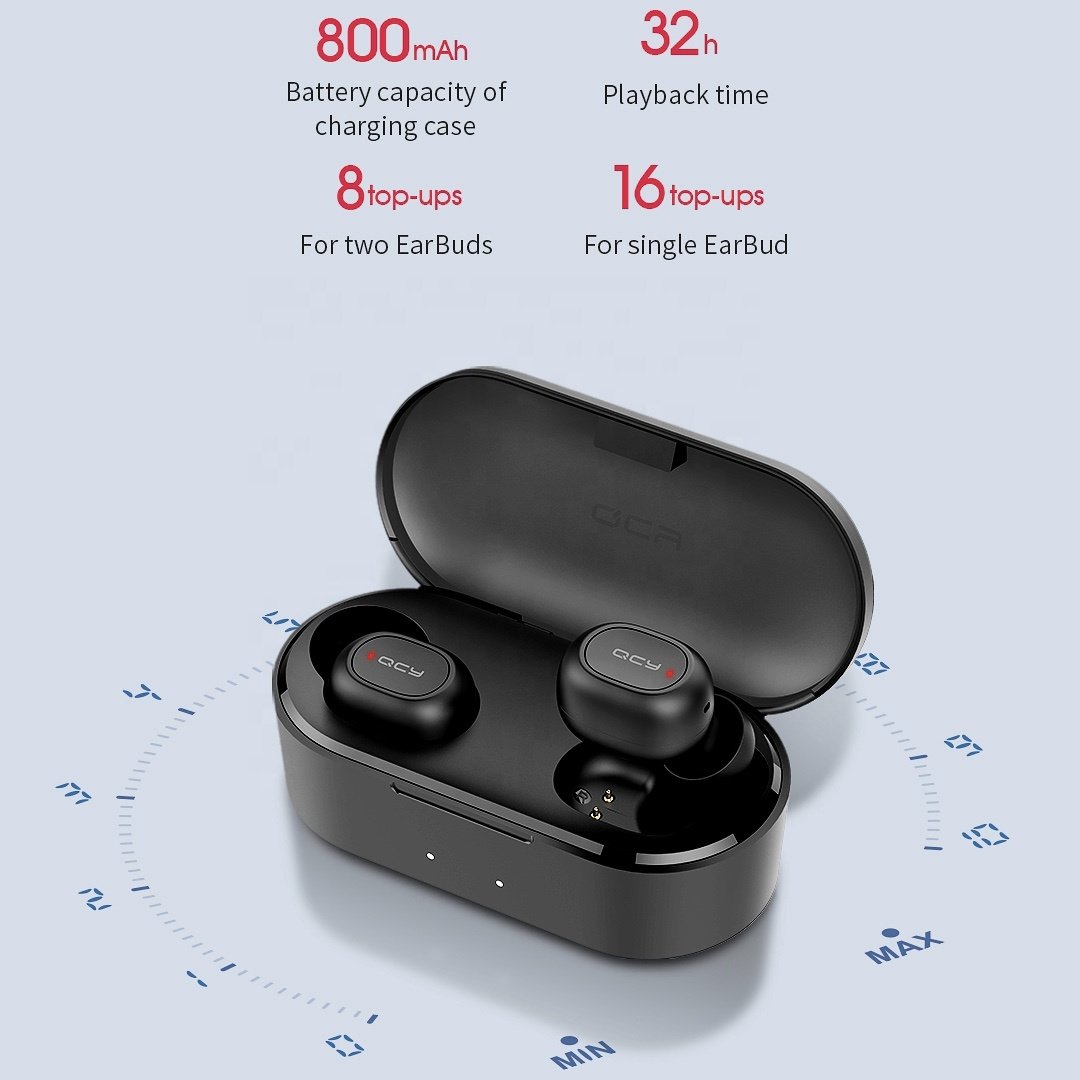Dongguan TWS Earbuds QCY T2C TWS Wireless Charge Bluetooth Stereo Hi-Fi Sound 800mAh Charging Case Earphone