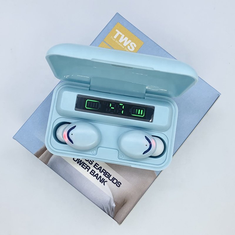 TWS Earphones F9-5 LED Display Mini Headsets Wireless Earbuds 5.0 IPX7 Big LED Earphone F9