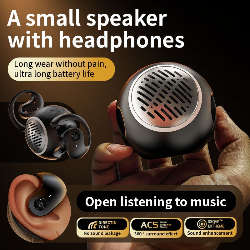OWS LX-08/LX-08 Pro 2-in-1 Wireless Small Speaker Open Earphones 360-Degree Surround Sound Heavy Bass Air Conduction Earbuds