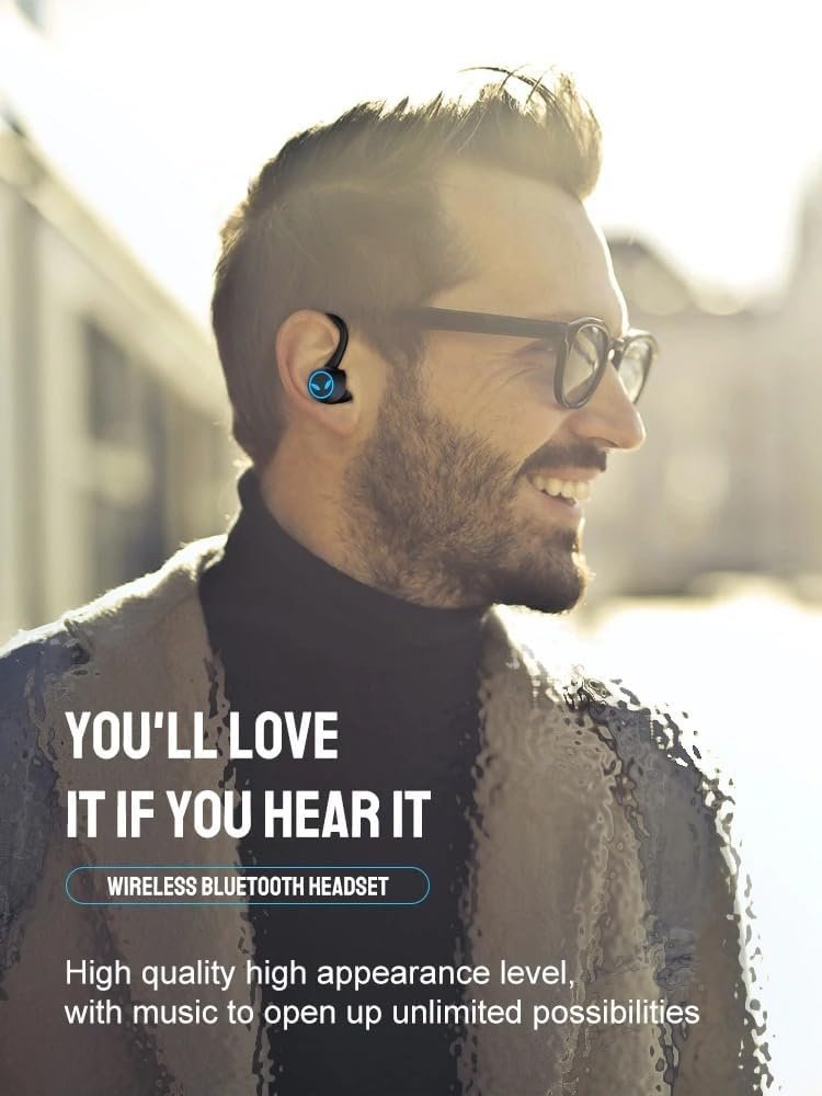 Pro Noise Cancelling Wireless Earphones Bluetooth-Compatible Stereo Bass Headphone Ear Hook Waterproof Sports Game Headsets