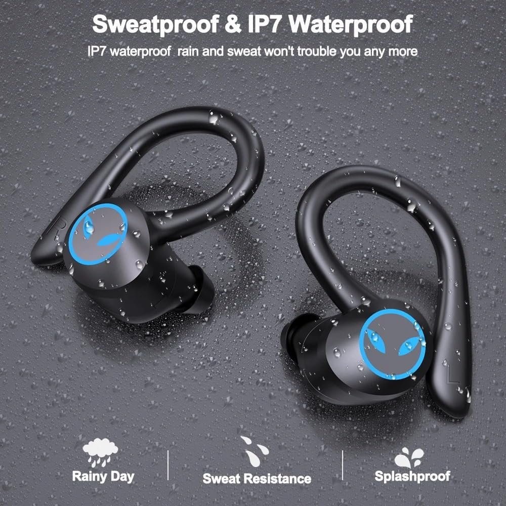 Pro Noise Cancelling Wireless Earphones Bluetooth-Compatible Stereo Bass Headphone Ear Hook Waterproof Sports Game Headsets