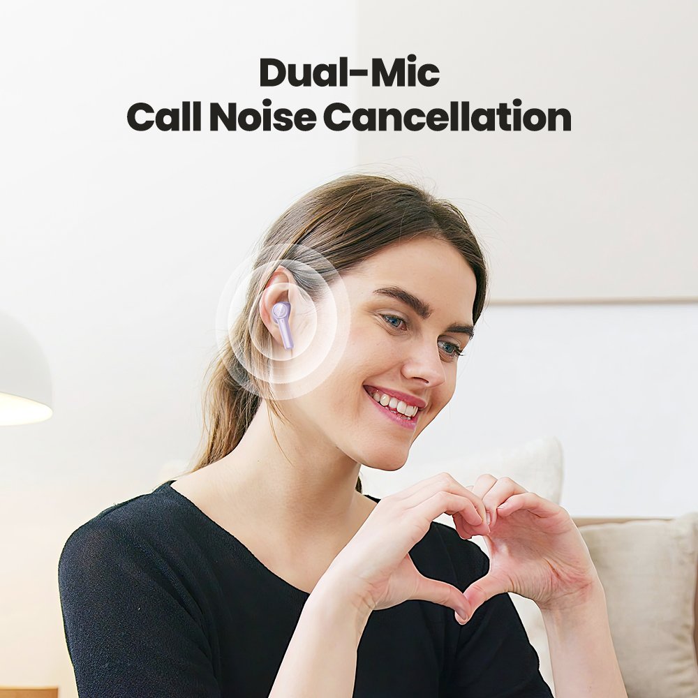 Toocki Transparent Case Design Blue Tooth Earphone ENC Tws Earbud Noise Cancelling Wireless Earphones For Phones
