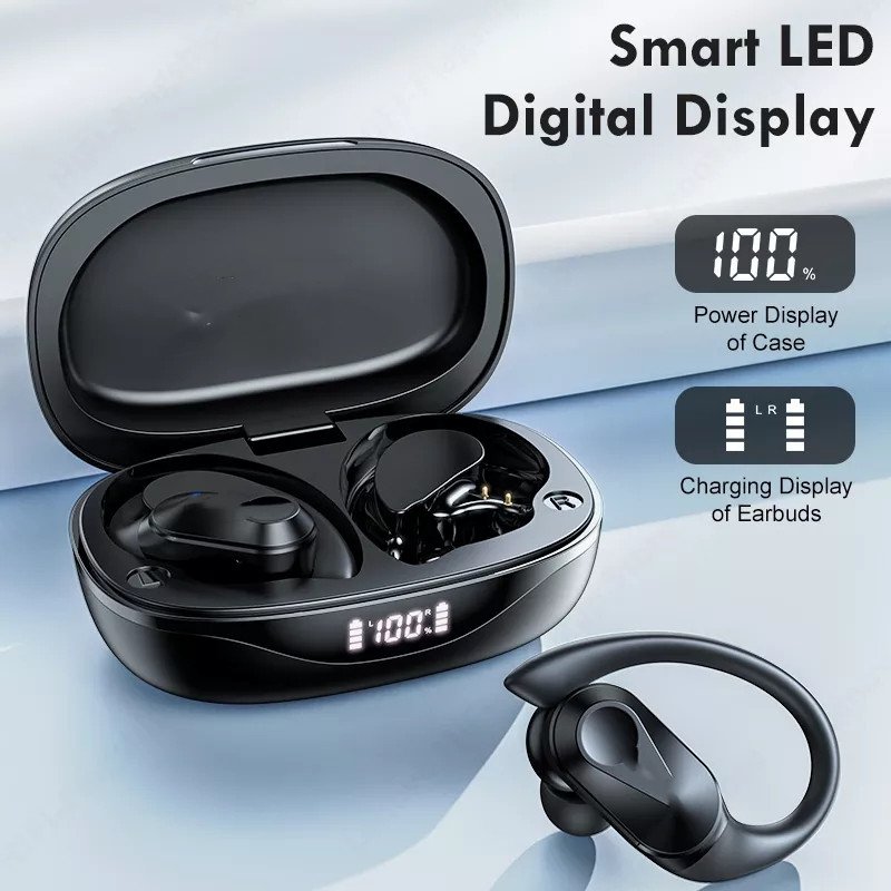 2024 Hot Sell LP75 Ear Hanging Wear Headphones Dual Mic Noise Reduction Clearer Voice Call TWS Earphone LED Display