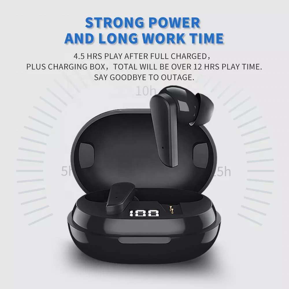 T3 BT TWS Real ANC Active Noise Cancelling Reduction Earphone Waterproof Touch Control Headphones LED display Headset
