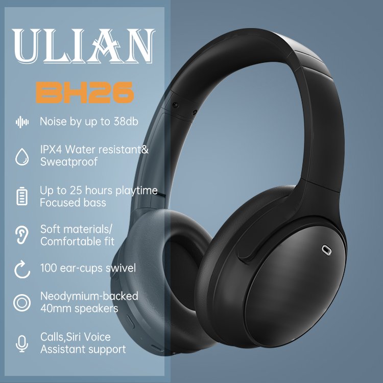 Wireless Bluetooth Headset Gaming Noise Over-Ear Headphone With Mic Earphones Tws & Headsets Anc Cancelling Over Ear Headphones
